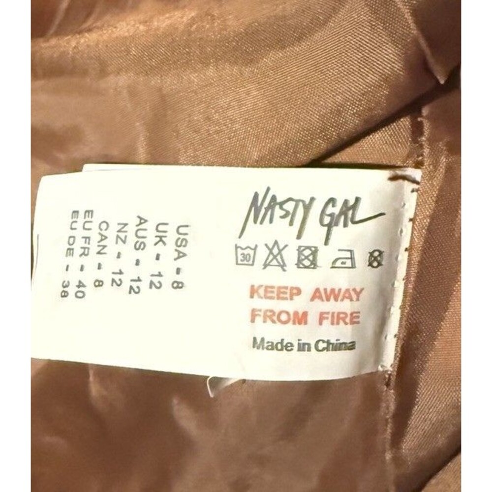 Nasty Gal Blazer Jacket Ribbed Velvet Double Breasted Brown Bronze Size 8 - Picture 16 of 16
